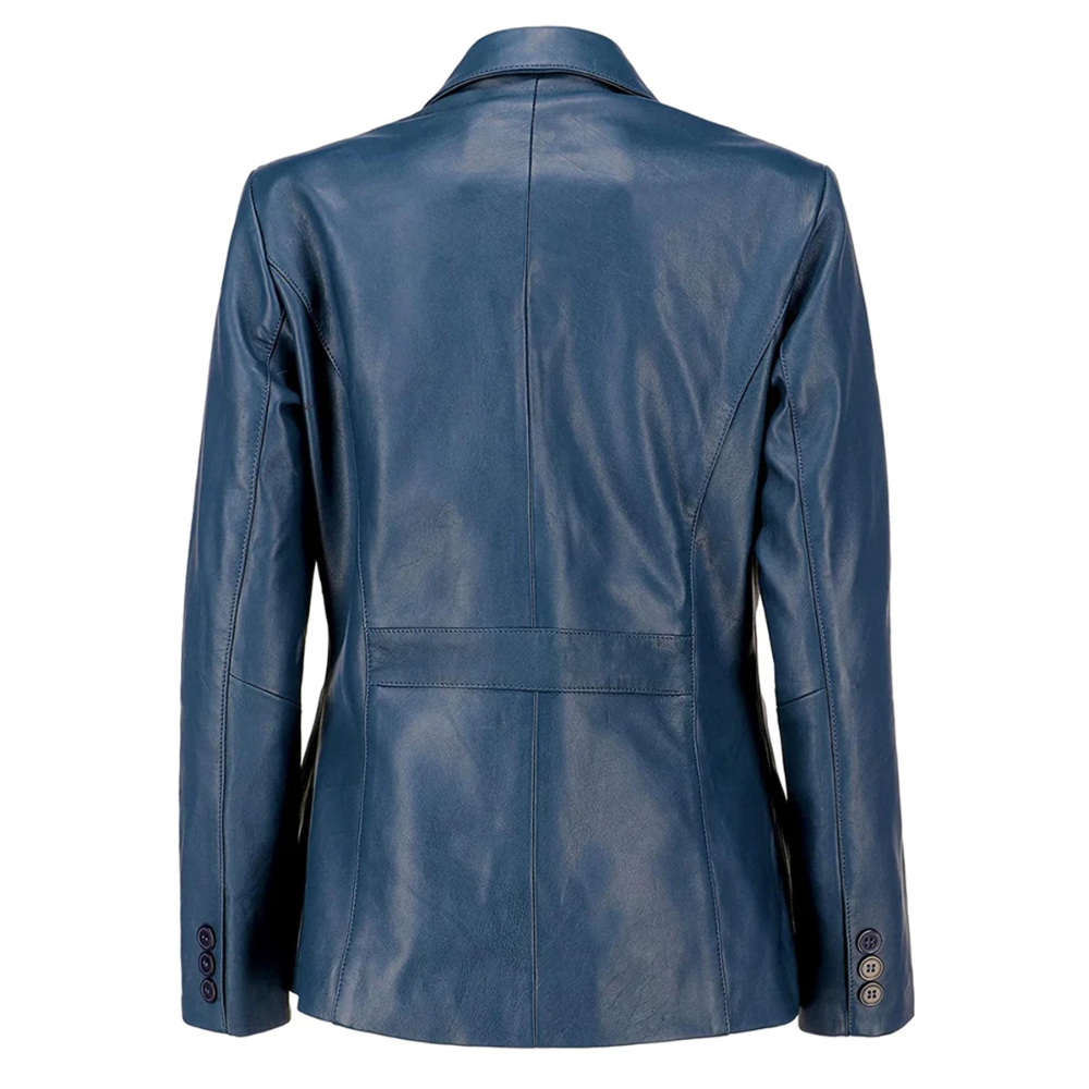 Blue Sapphire Leather Blazer