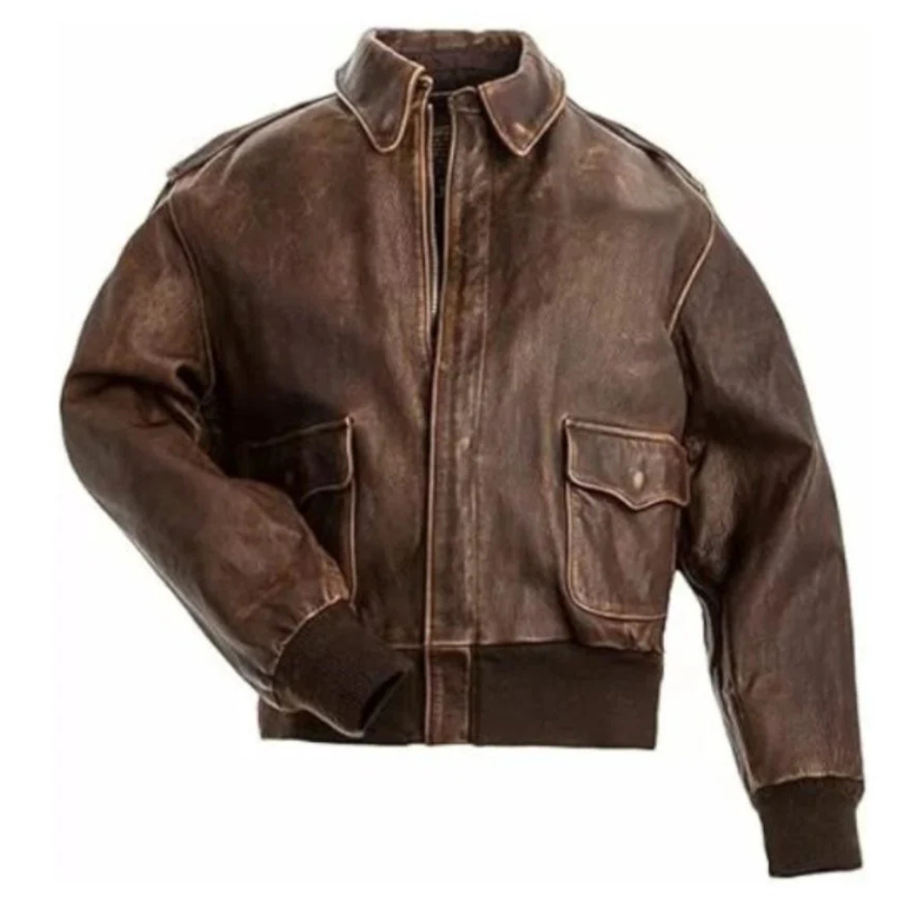 Brown-A2-Style-Leather-Flight-Jacket---Vintage-Aviator-Look