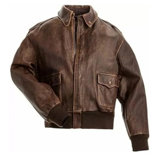 Brown-A2-Style-Leather-Flight-Jacket---Vintage-Aviator-Look