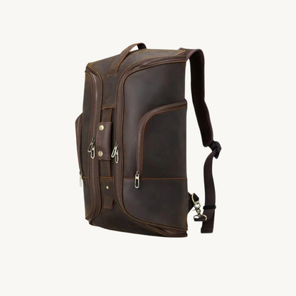 Brown Adventure Duffle Leather Backpack