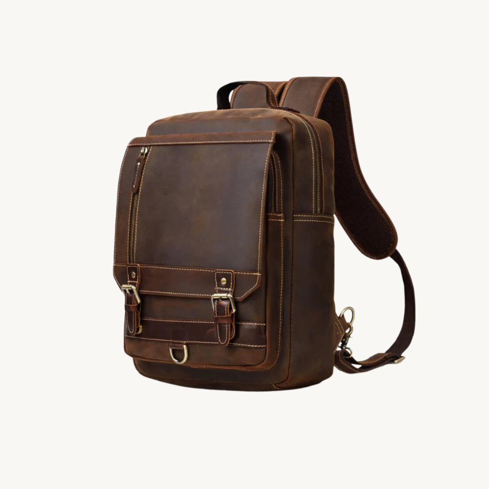 Brown Dapper Trek Leather Backpack