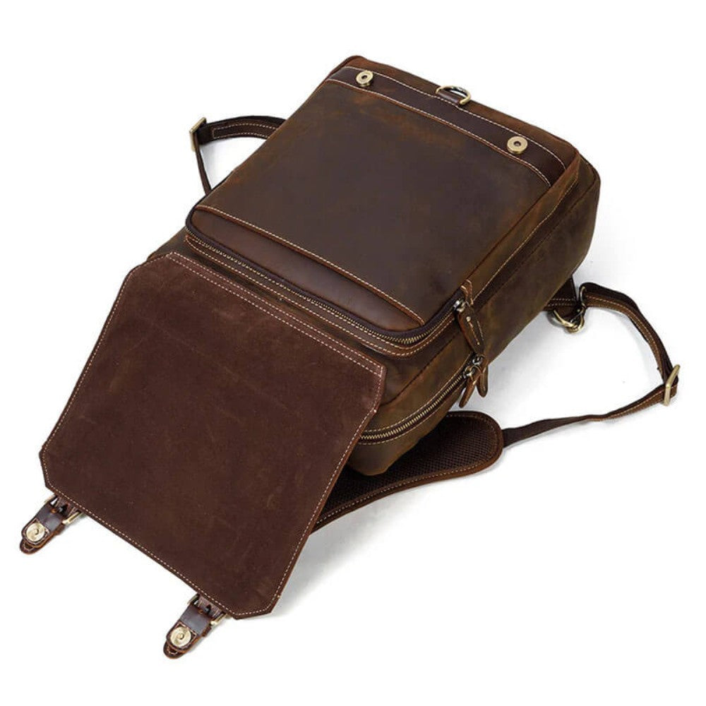 Brown Dapper Trek Leather Backpack