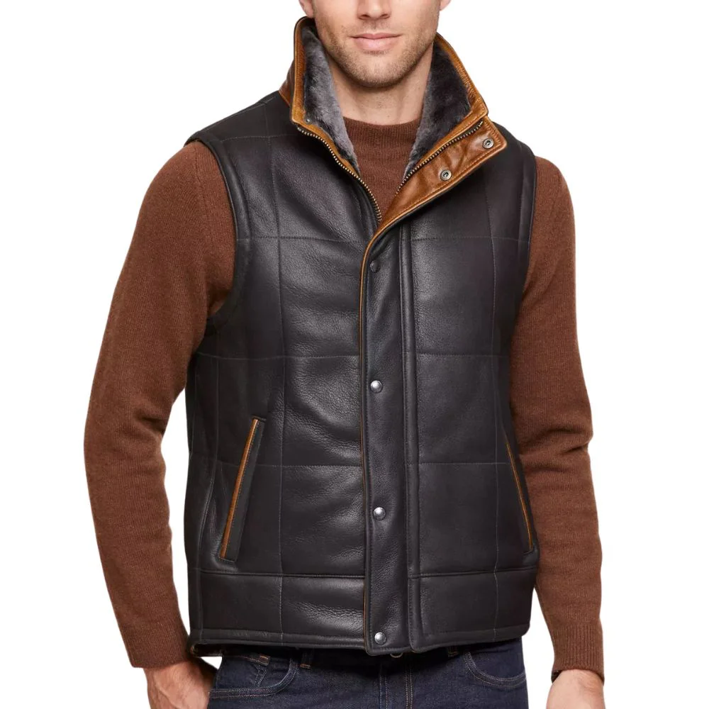 Brown Faux Shearling Vest