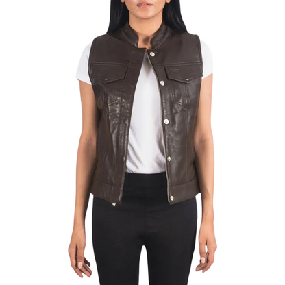Brown Grit & Grace Leather Vest