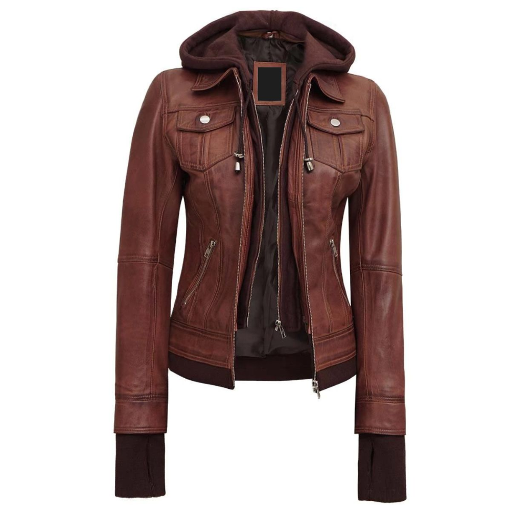 Brown Harmony Bomber Hooded Jacket