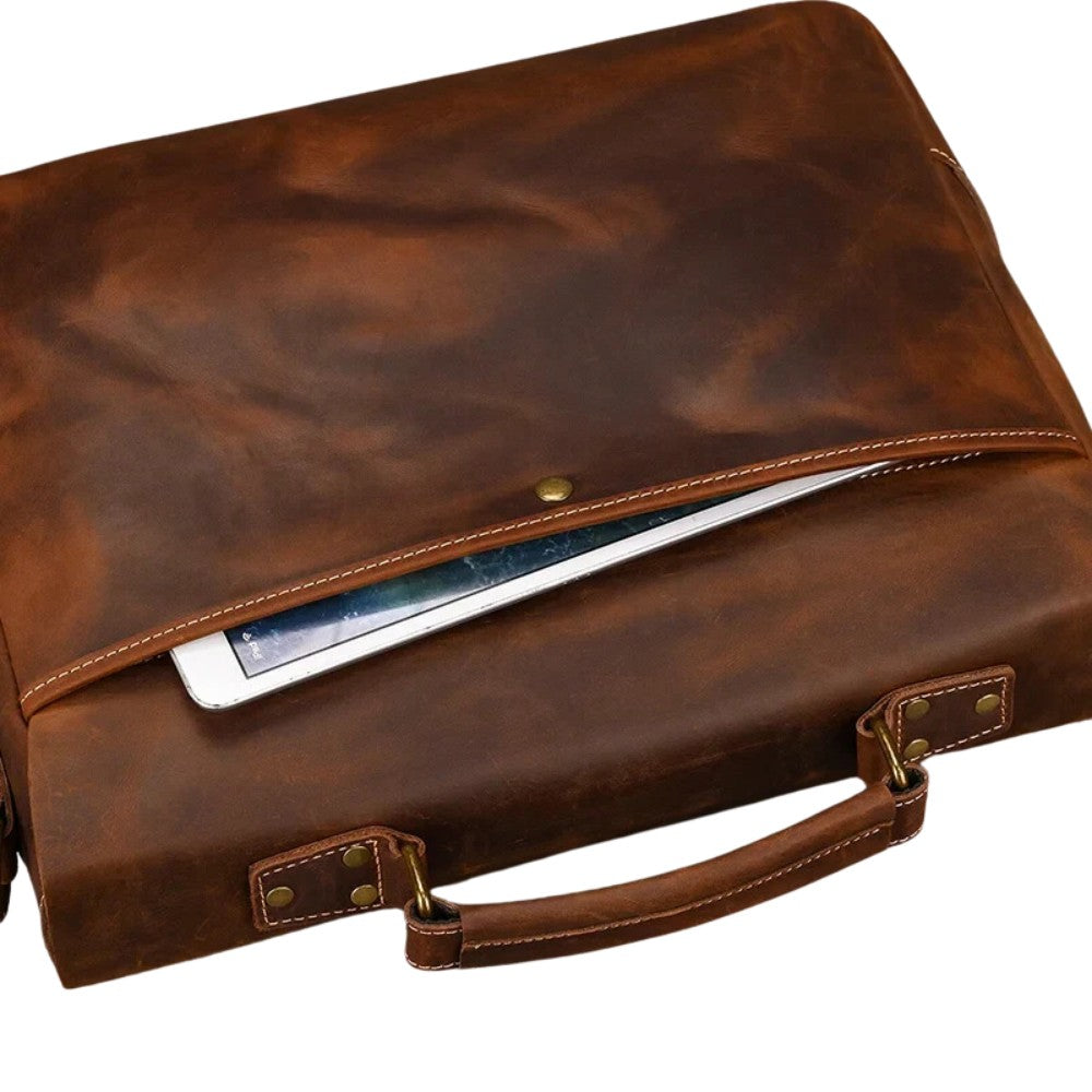 Brown Loop Leather Briefcase