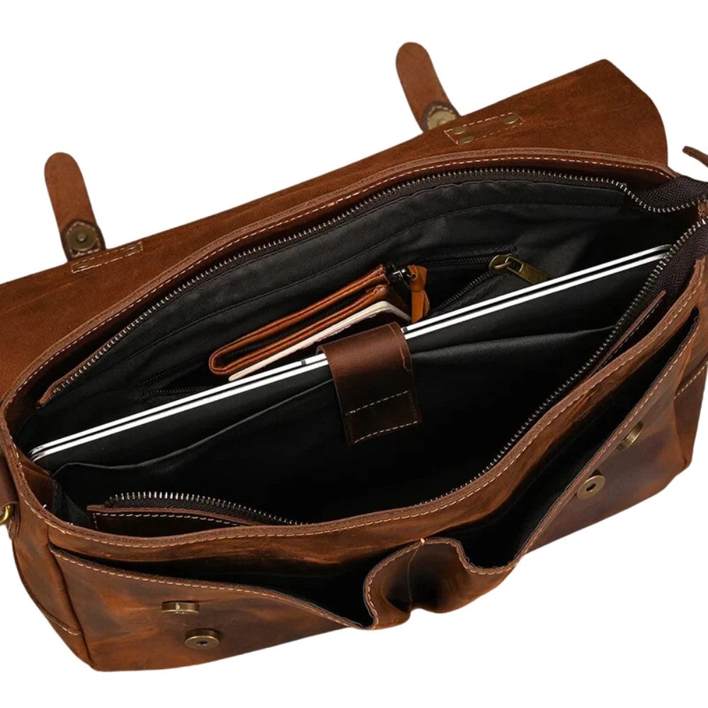 Brown Loop Leather Briefcase