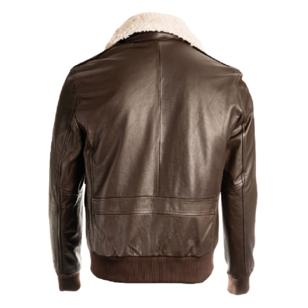 Brown Pilot Warrior Leather Jacket - Rugged Aviator Style