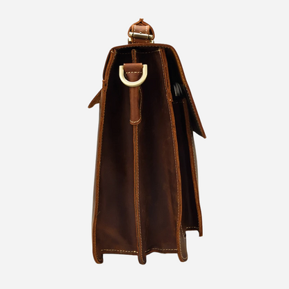 Brown Savvy Full-Grain Leather Briefcase Bag