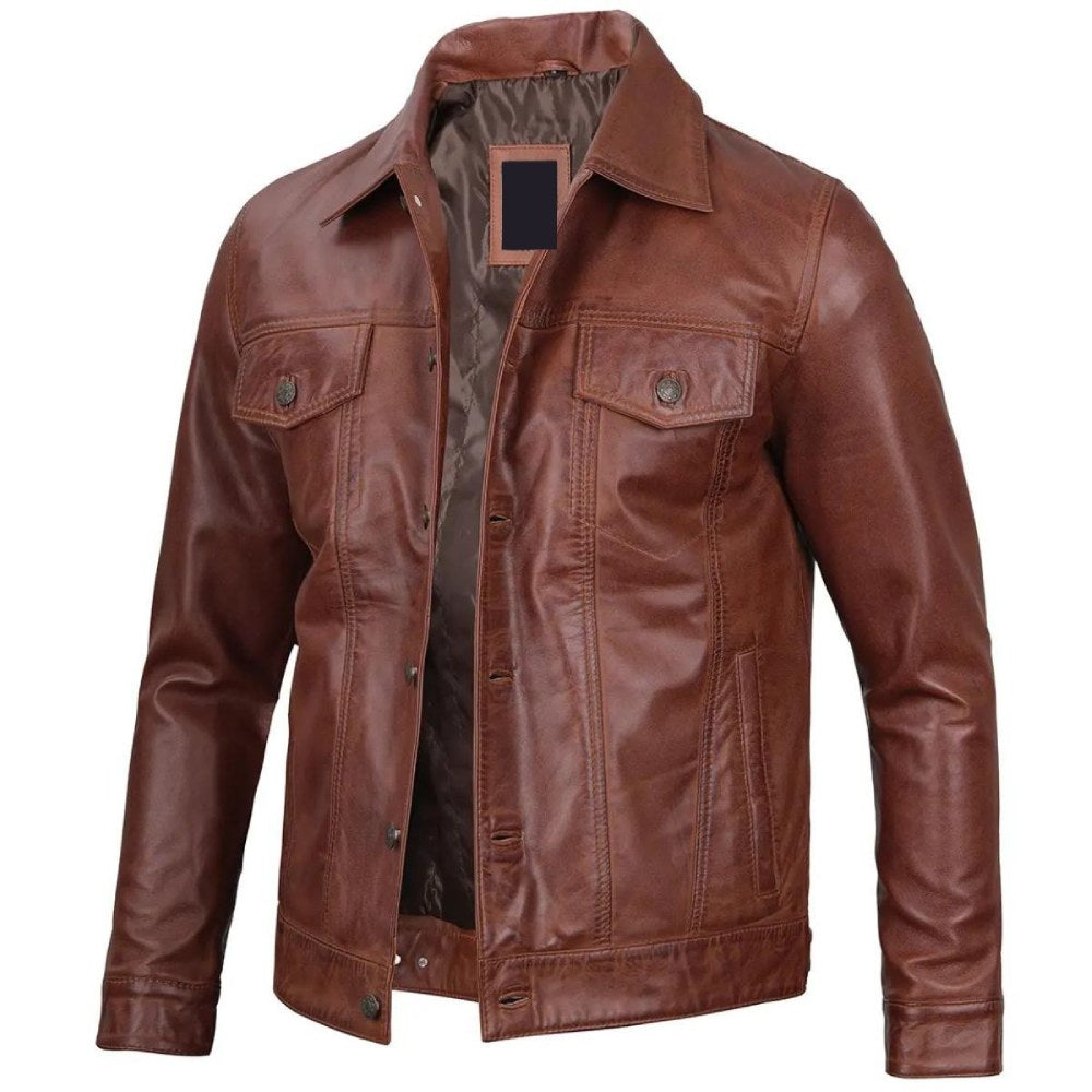 Brown Trucker Pioneer Biker Jacket