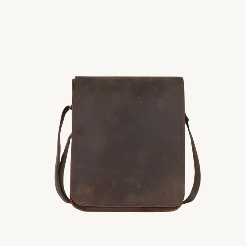 Brown Vintage Crazy Horse Leather Messenger Bag for 9.7 iPad