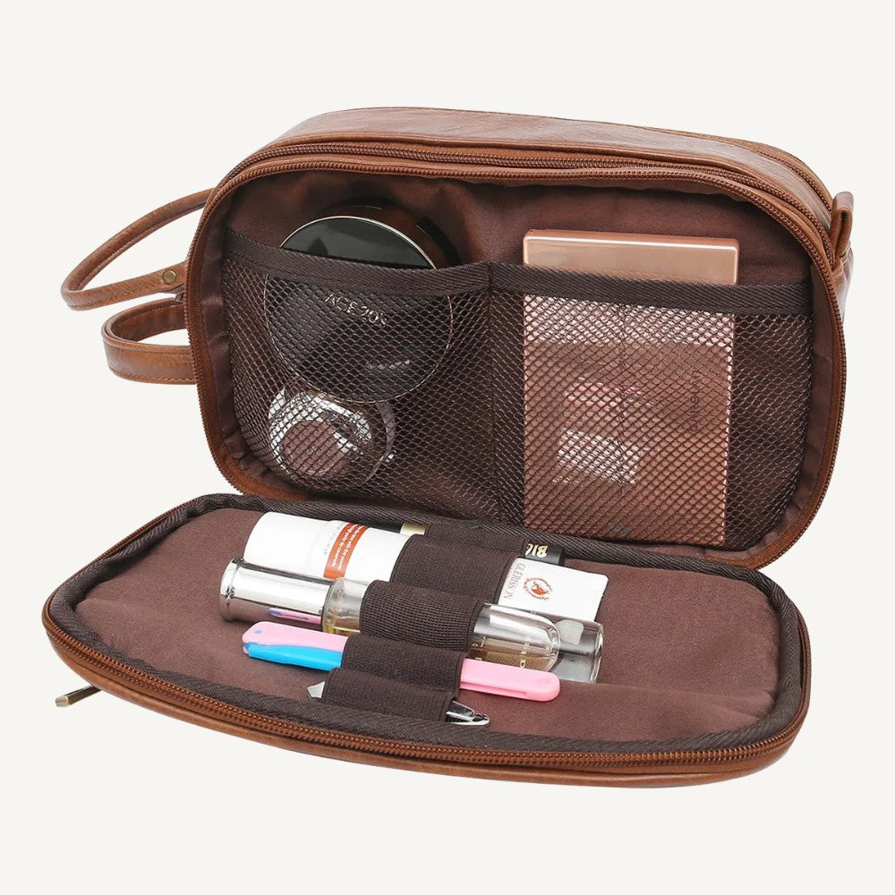 Brown Vintage Leather Dopp Kit