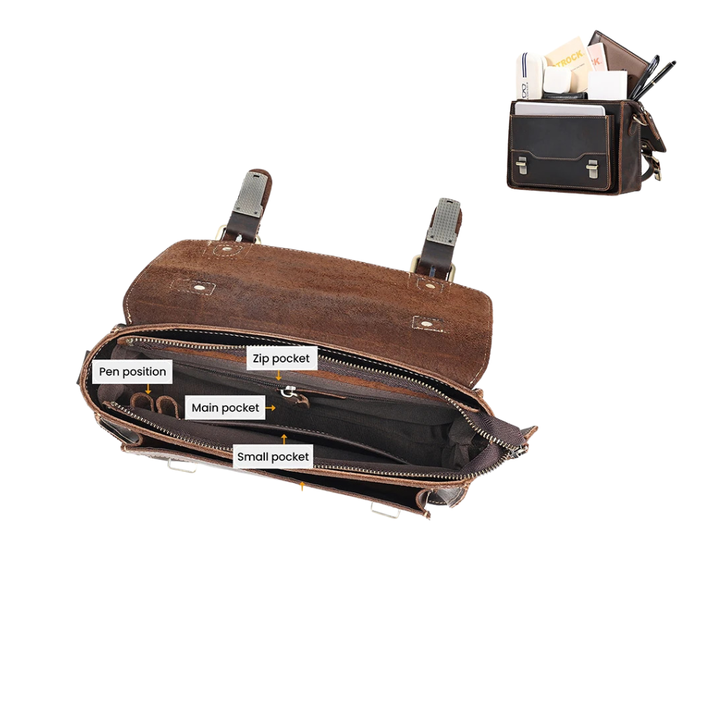 Brown Vintage Leather Messenger Bag for 7.9" iPad