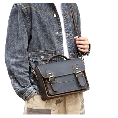 Brown Vintage Leather Messenger Bag for 7.9" iPad