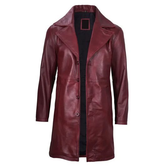 ﻿Bryson Maroon Aegis Trench Coat
