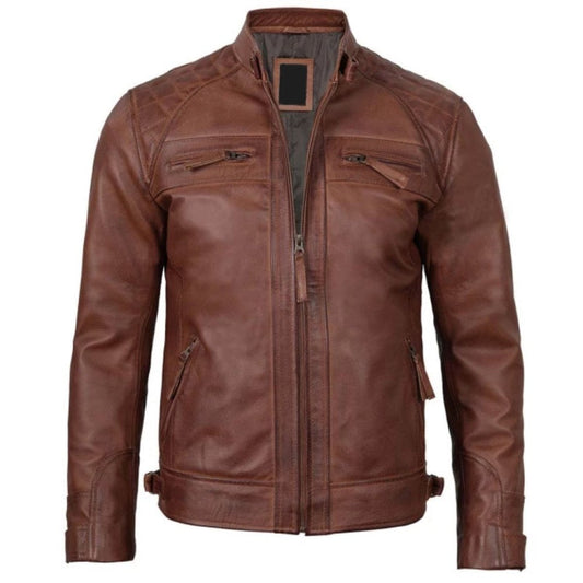 Café Brown Explorer Biker Jacket