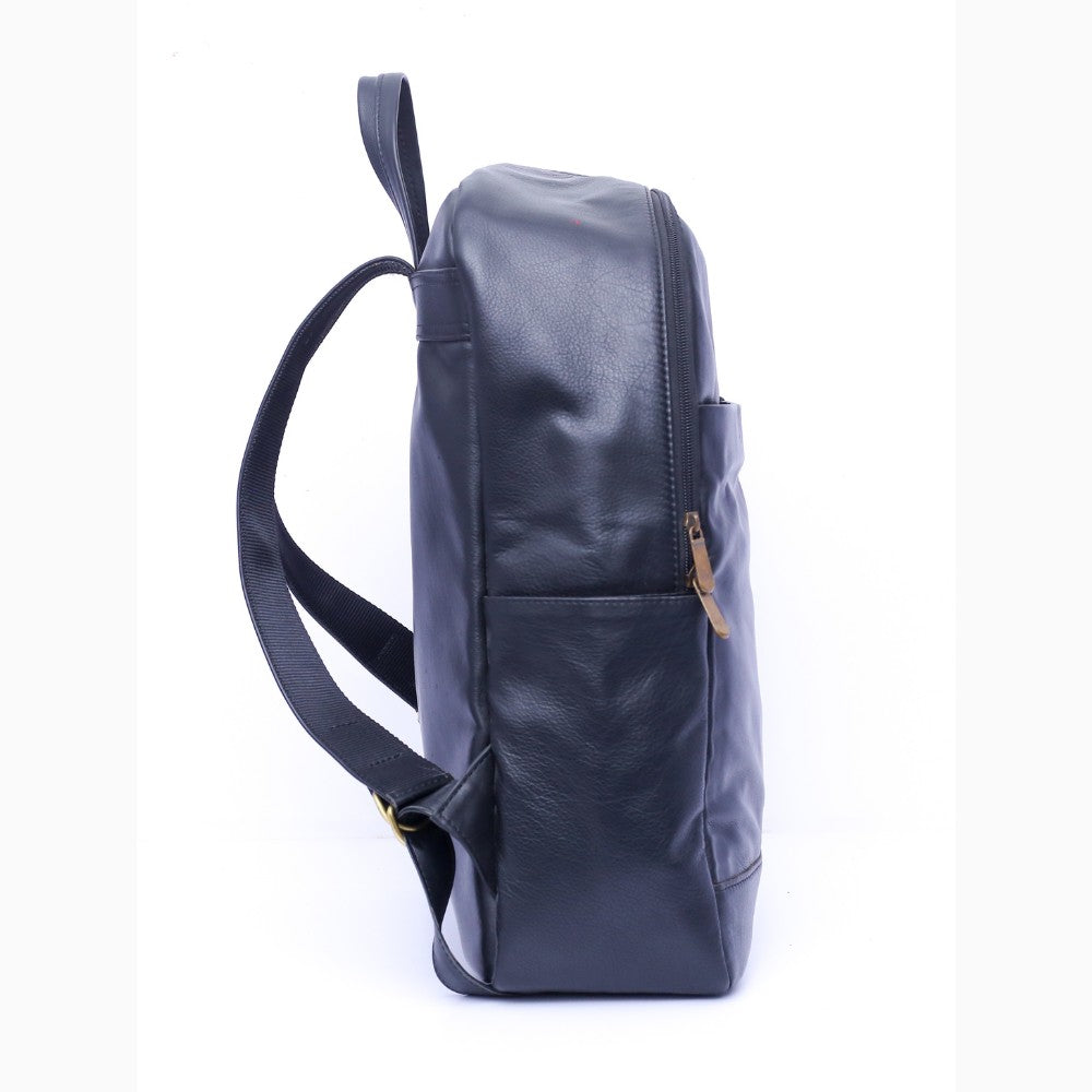 Dark Blue Glide Leather Backpack