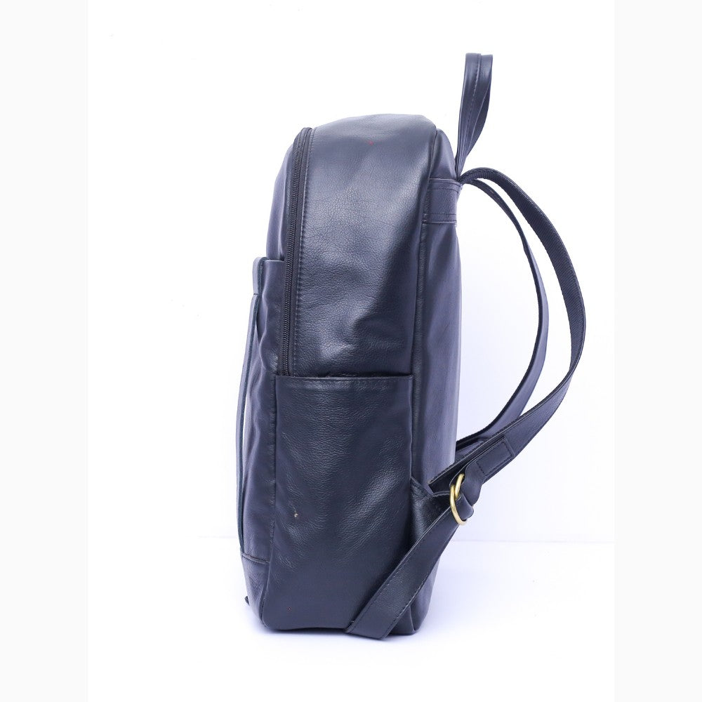 Dark Blue Glide Leather Backpack