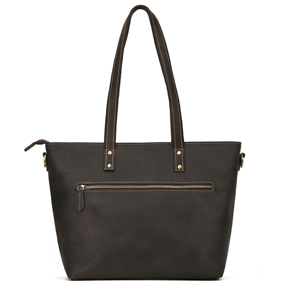 Dark Brown Leather Tote Bag