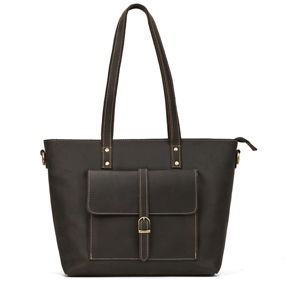 Dark Brown Leather Tote Bag