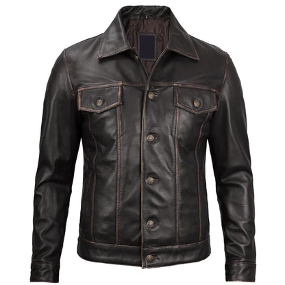 Dark Brown Trucker Nomad Biker Jacket