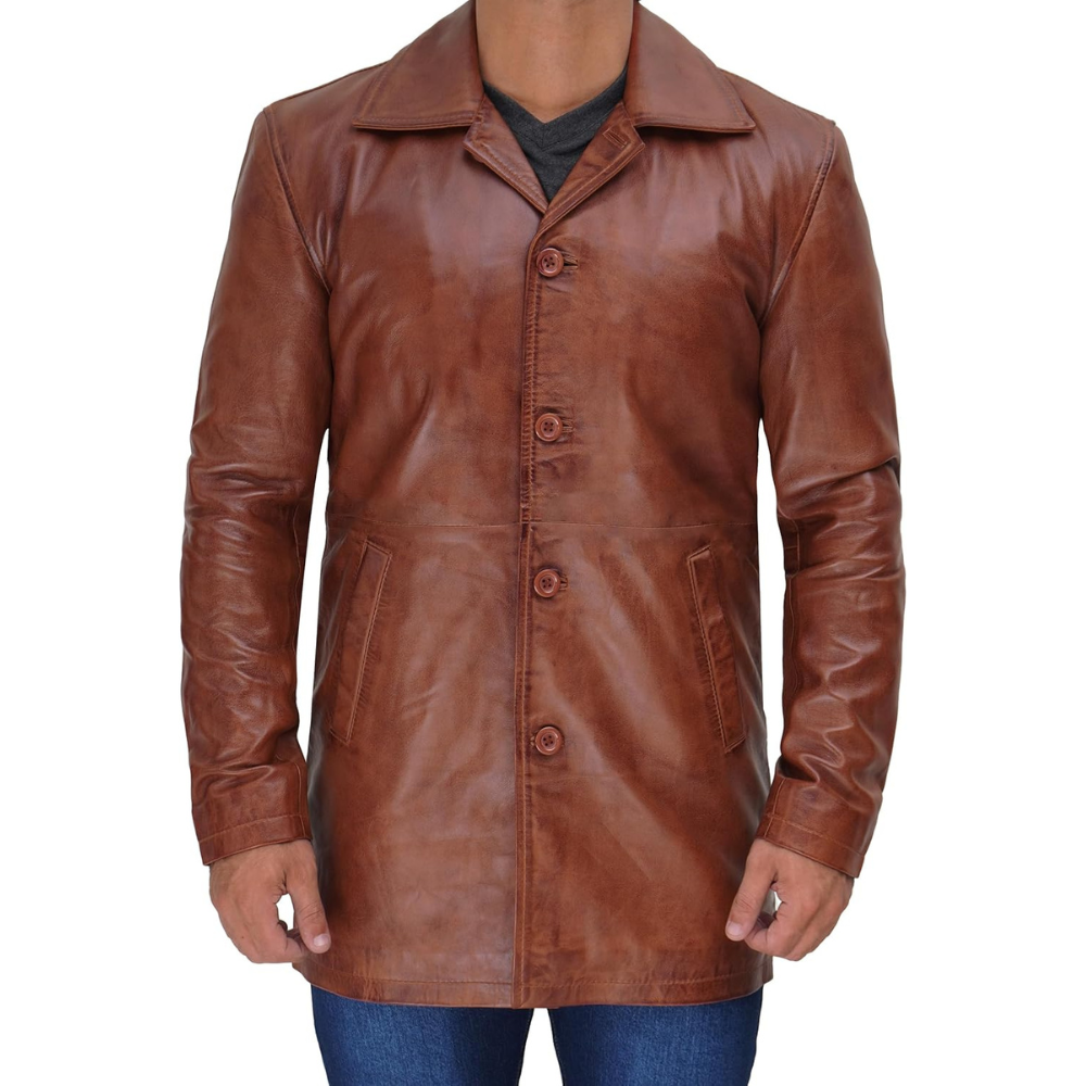 Distressed Brown Wanderer Long Jacket