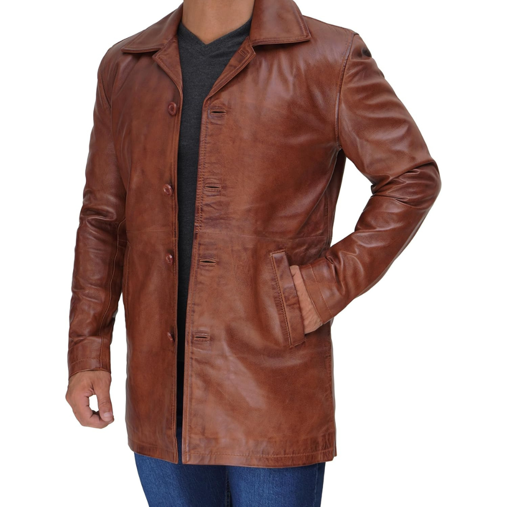 Distressed Brown Wanderer Long Jacket