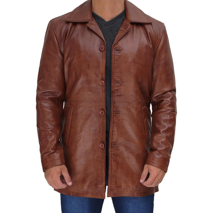 Distressed Brown Wanderer Long Jacket