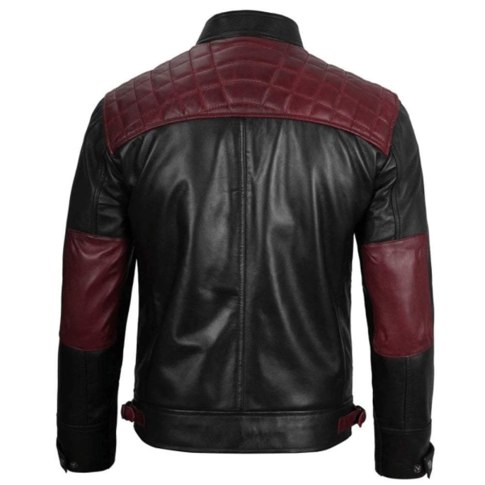 Edgy Black Maroon Biker Jacket