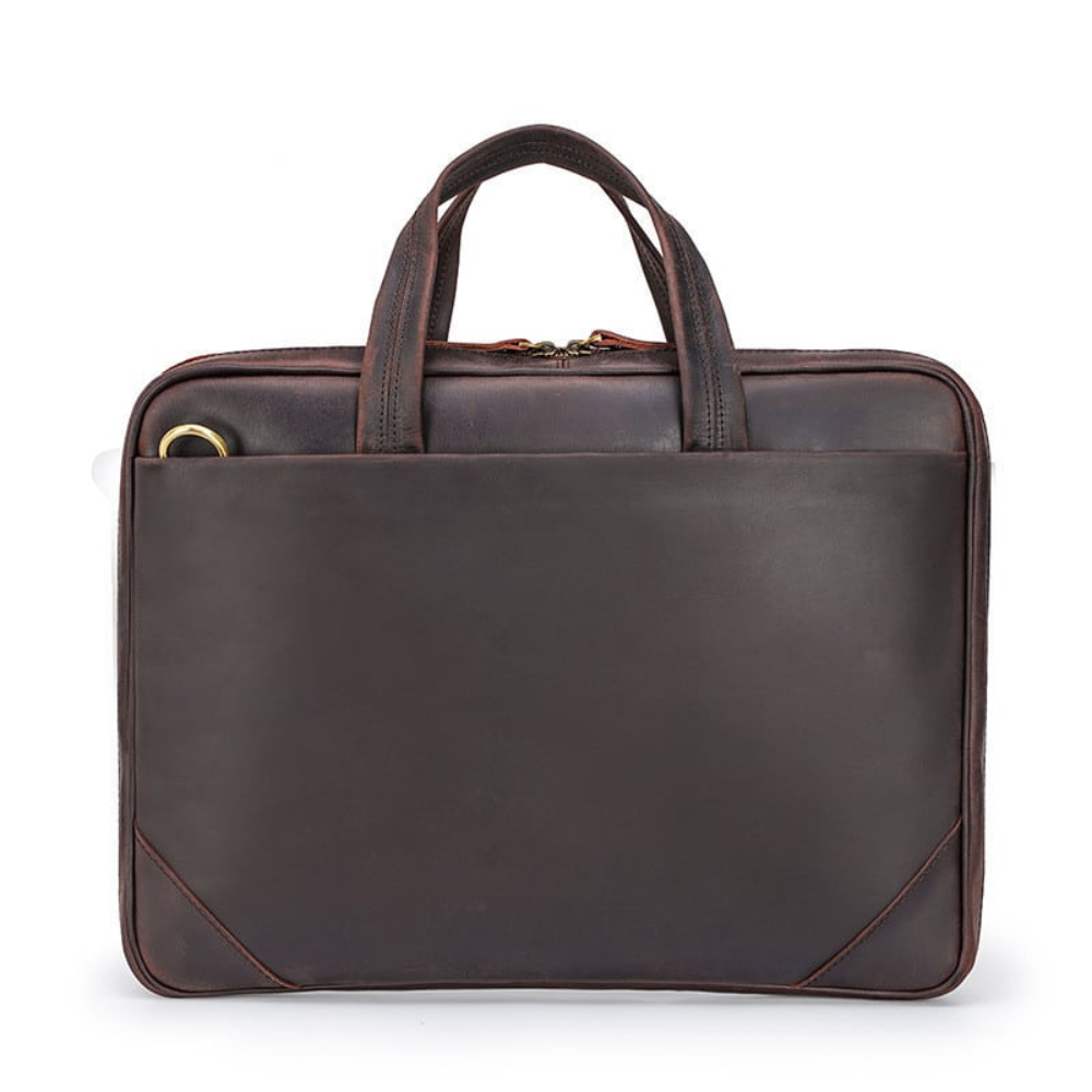 Elegant Brown Leather Crossbody Briefcase