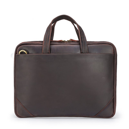 Elegant Brown Leather Crossbody Briefcase