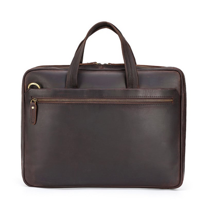 Elegant Brown Leather Crossbody Briefcase
