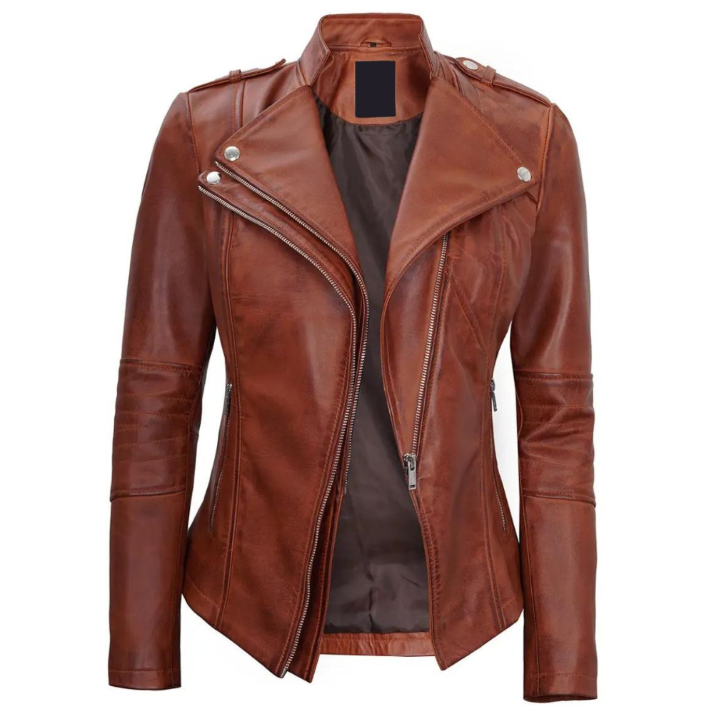 Fitted Brown Warlord Biker Jacket