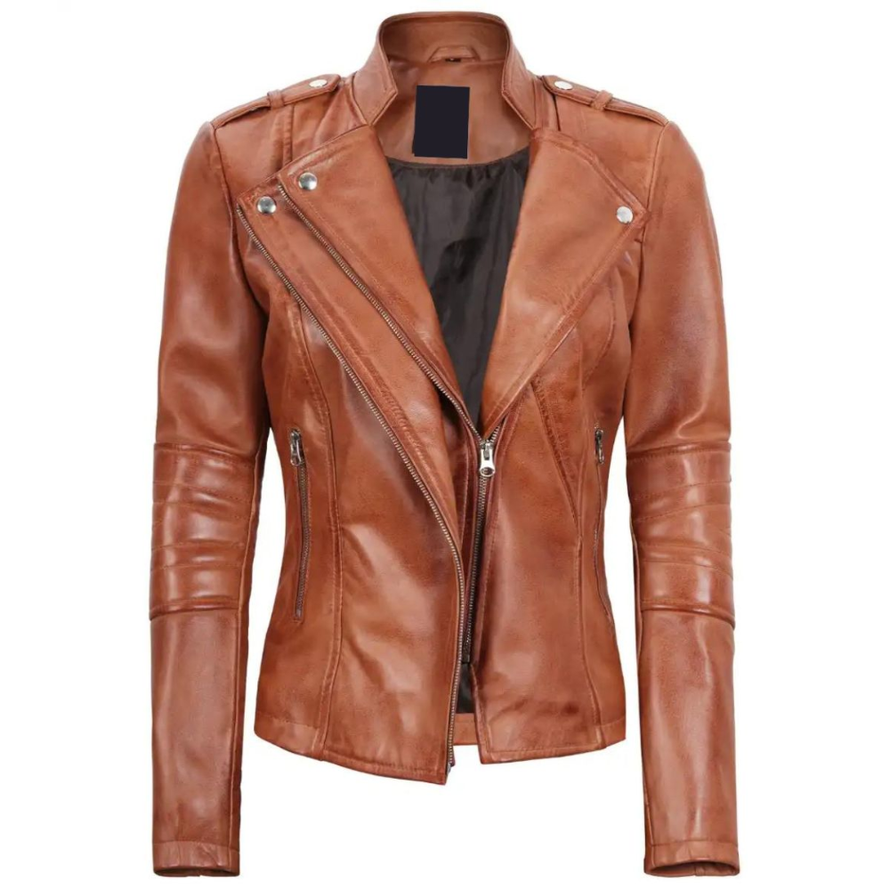 Fitted Tan Stalwart Biker Jacket