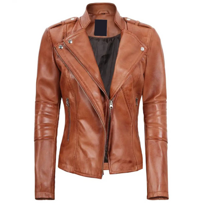 Fitted Tan Stalwart Biker Jacket