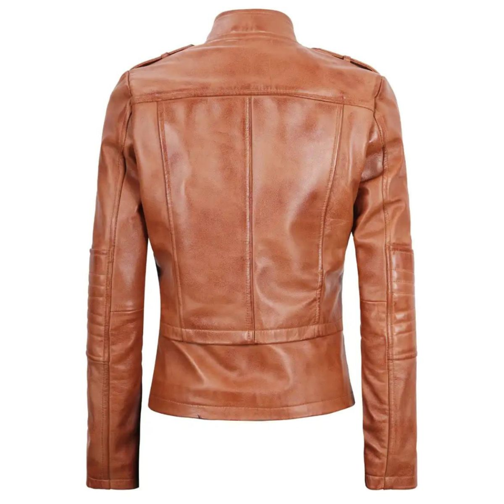 Fitted Tan Stalwart Biker Jacket