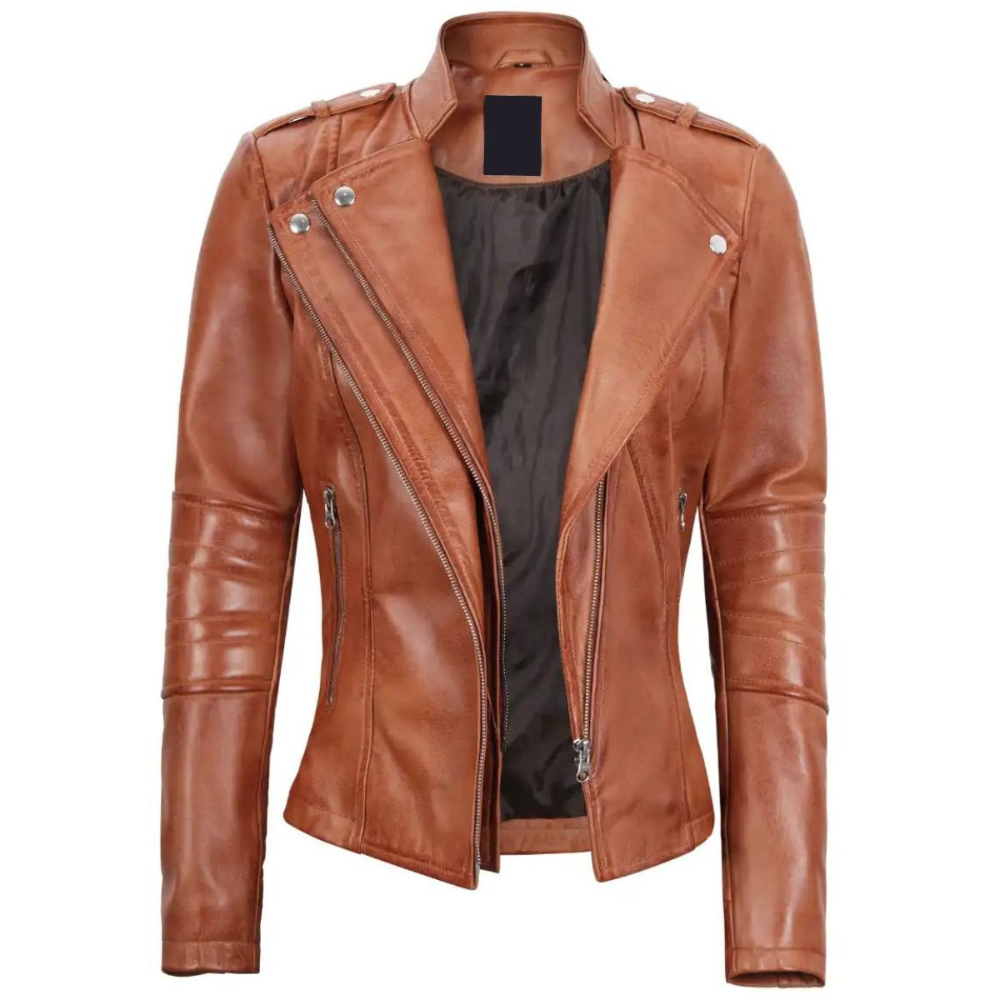 Fitted Tan Stalwart Biker Jacket