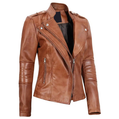 Fitted Tan Stalwart Biker Jacket