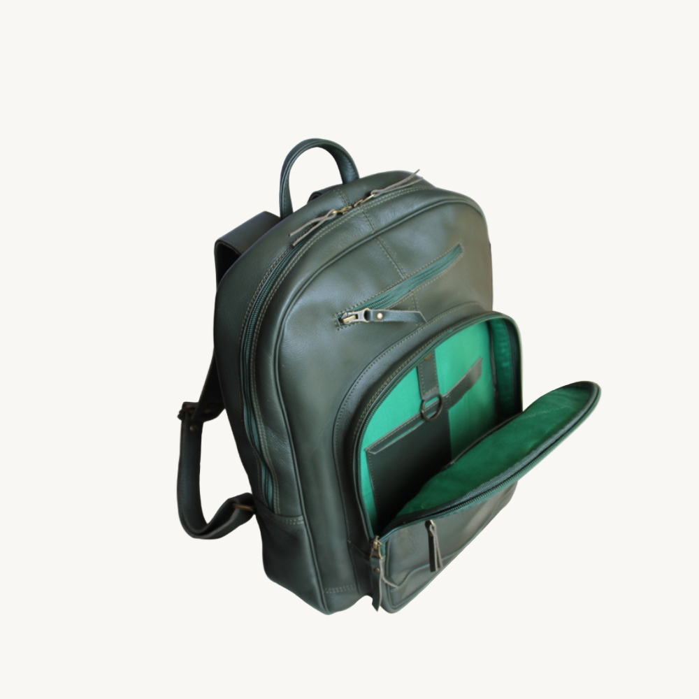 Green Leather Backpack