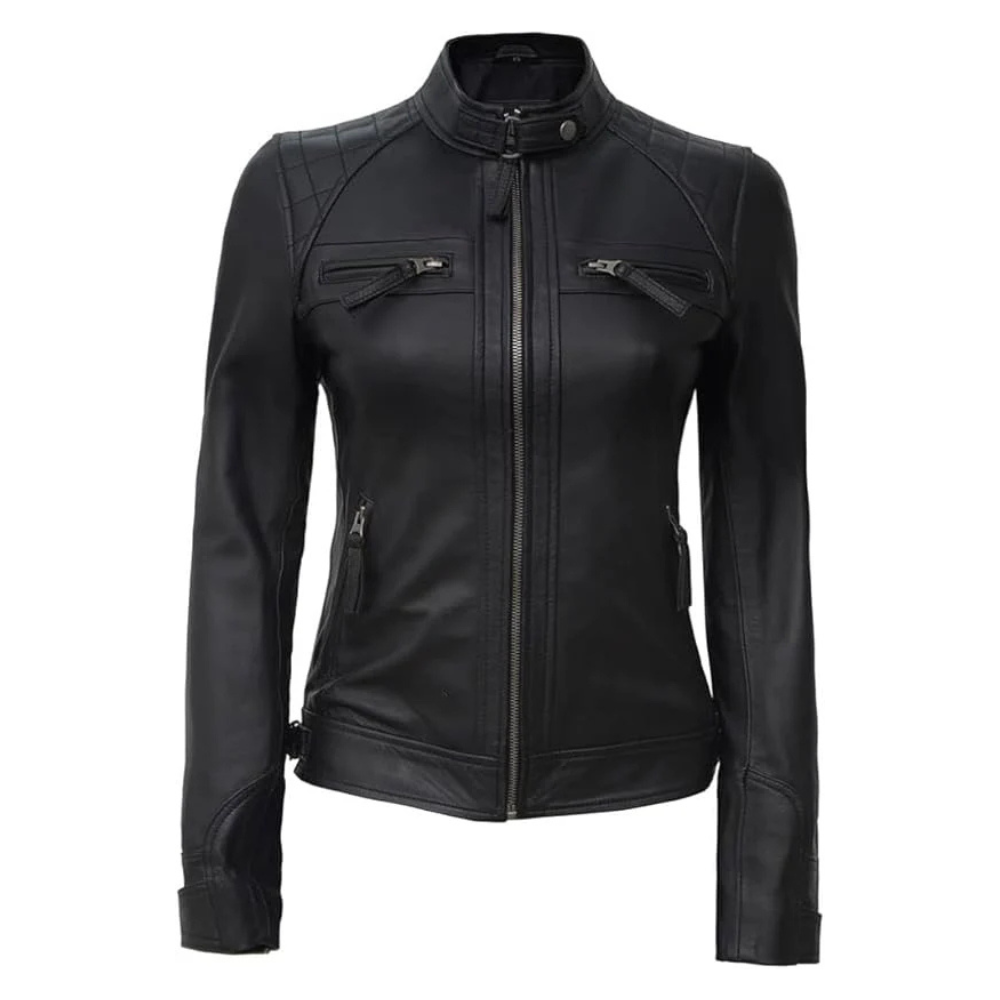 Hand-Stitched-Black-Leather-Biker-Jacket