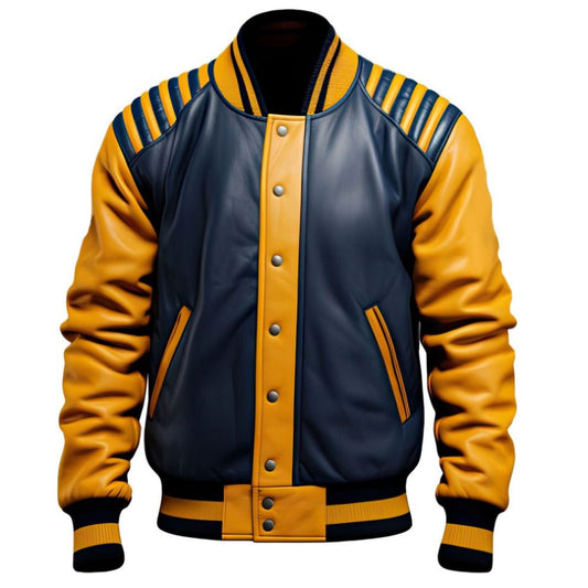 ﻿Jock Jacket Navy and Yellow Bomber Jacket