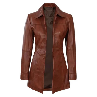 Long-Cognac-Brown-Leather-Blazer