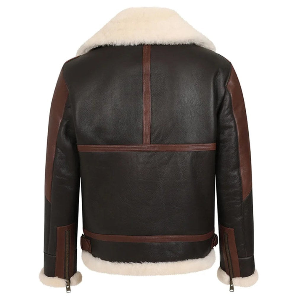 Men's Black and Brown Falcon Faux Shearling Jacket