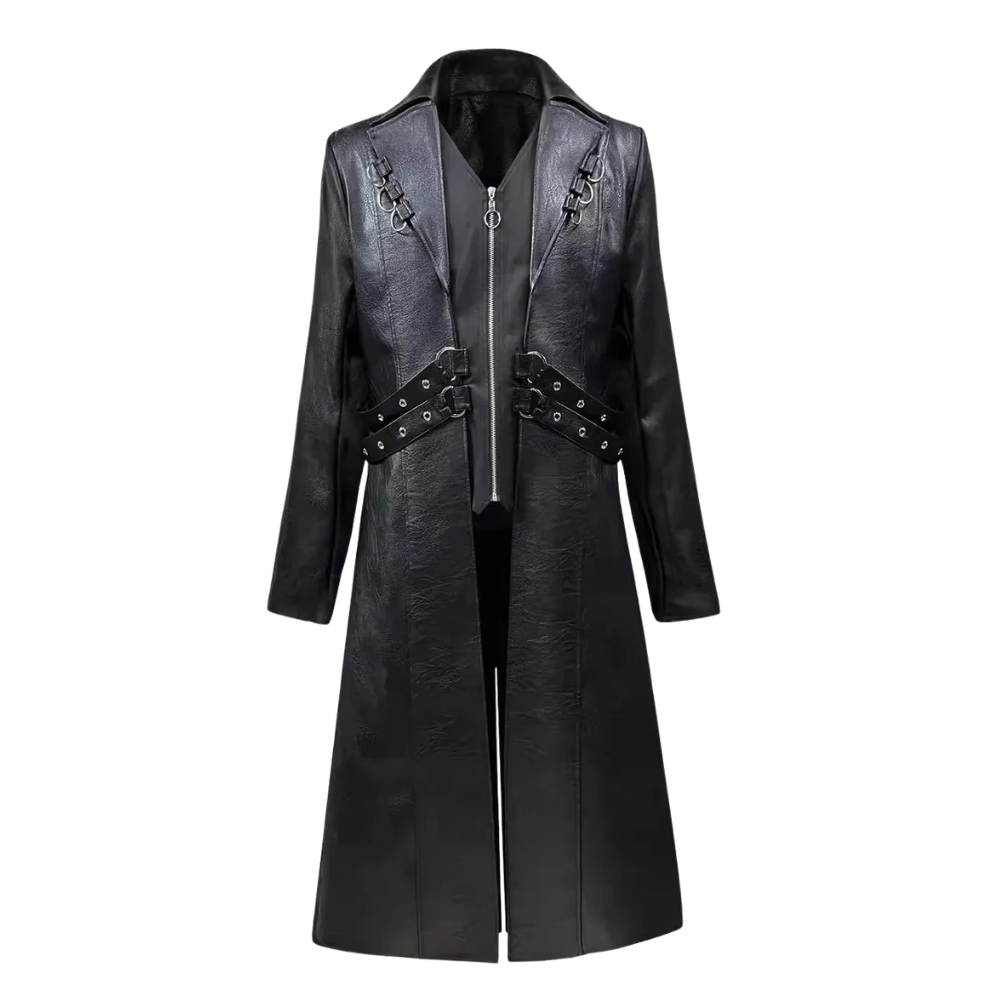 Men's Gothic Leather Trench Coat