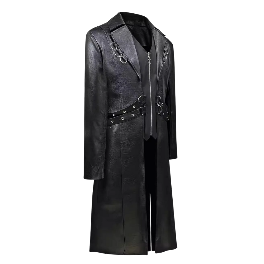 Men's Gothic Leather Trench Coat