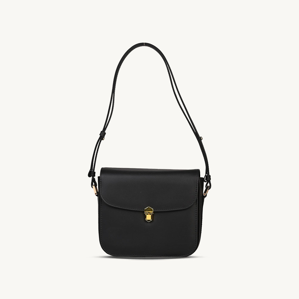 Modern Black Leather Shoulder Bag