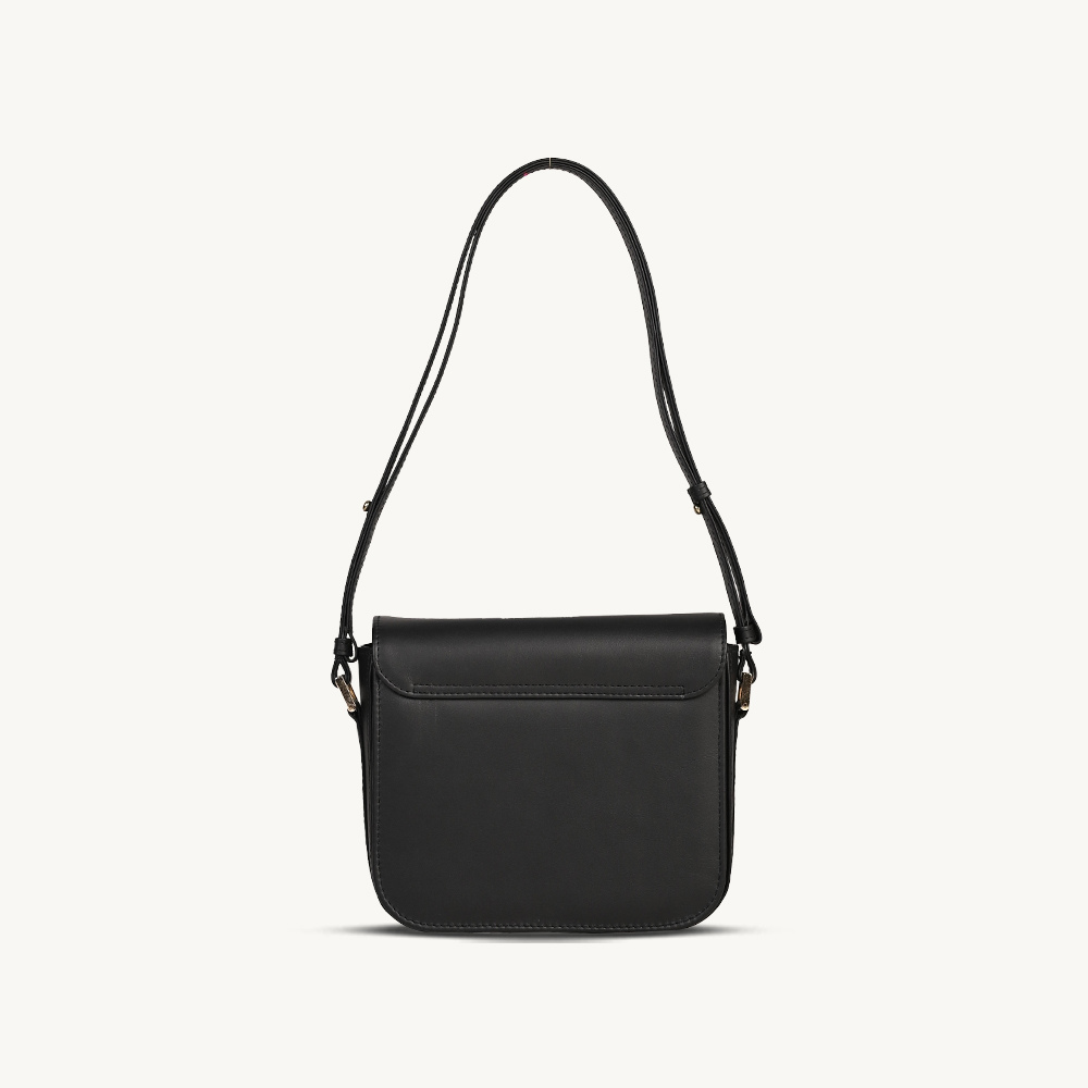 Modern Black Leather Shoulder Bag