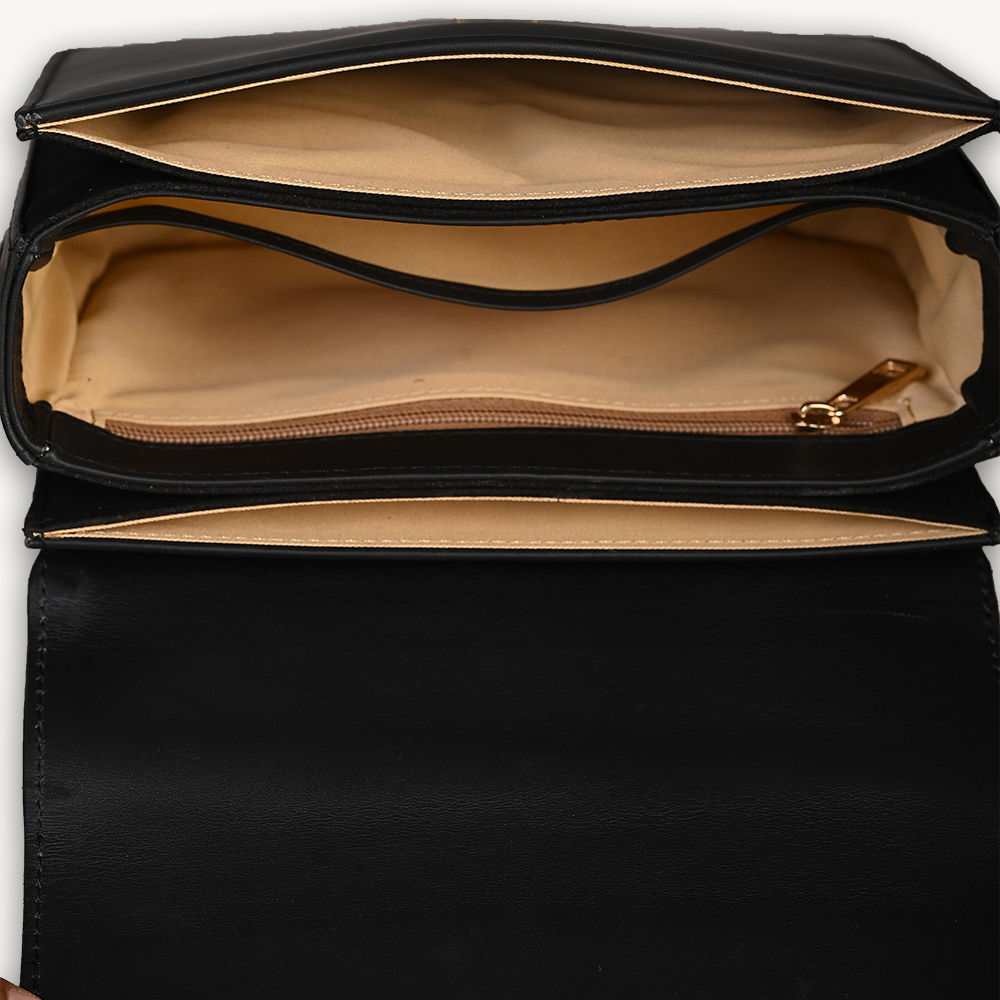 Modern Black Leather Shoulder Bag