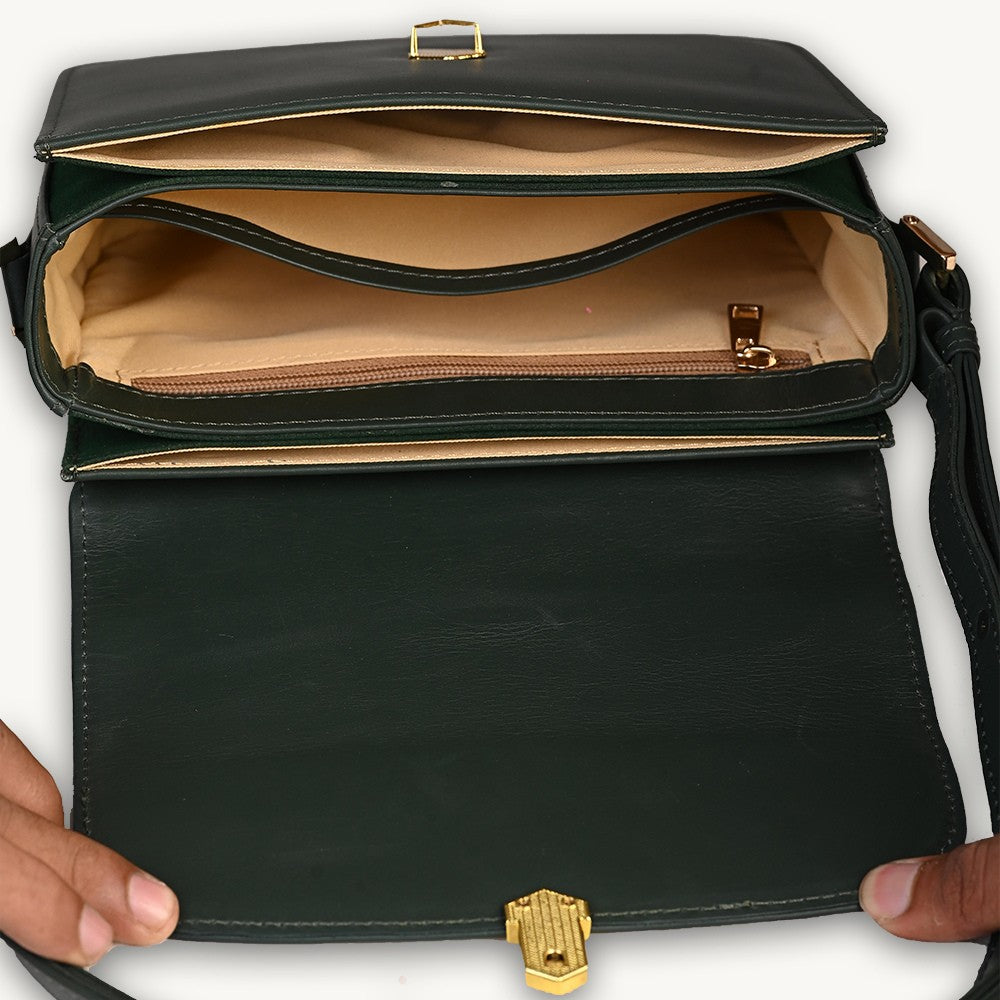 Modern Green Leather Shoulder Bag