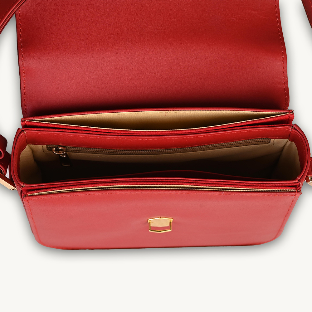 Modern Red Leather Shoulder Bag